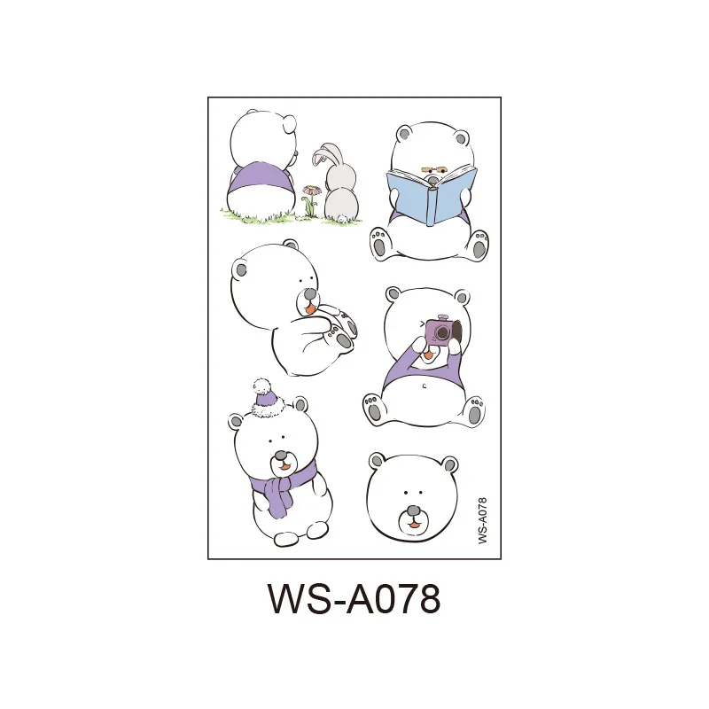 

WS-A Children alpaca and bear tattoo stickers animal temporary tattoos, Colorful / customized