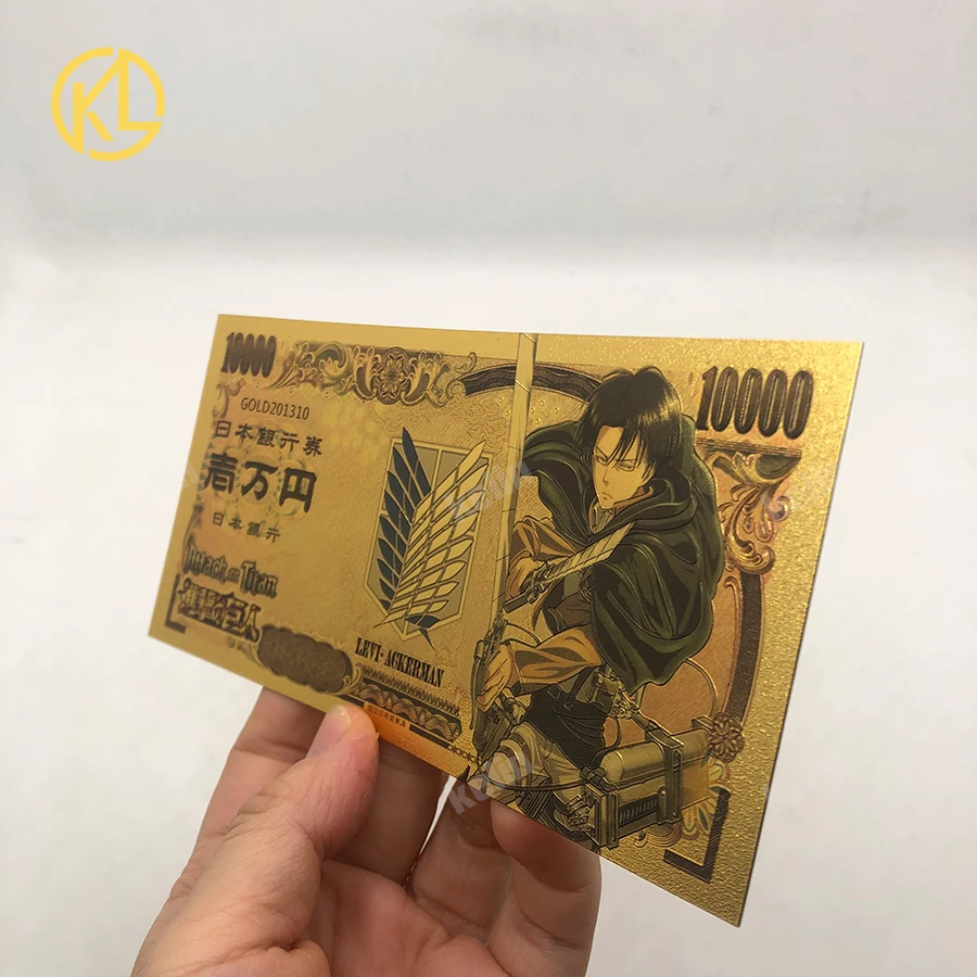 

Cool Japanese Cartoon 6 Designs Attack on Tian Anime Designed Gold Banknotes for Fans Gifts and Collection