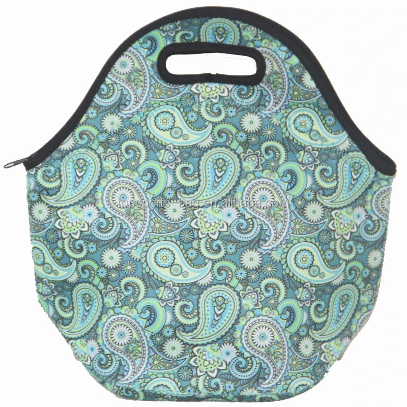 

Paisley Carry Case Green Sublimation Neoprene Lunch Tote Bag for Women