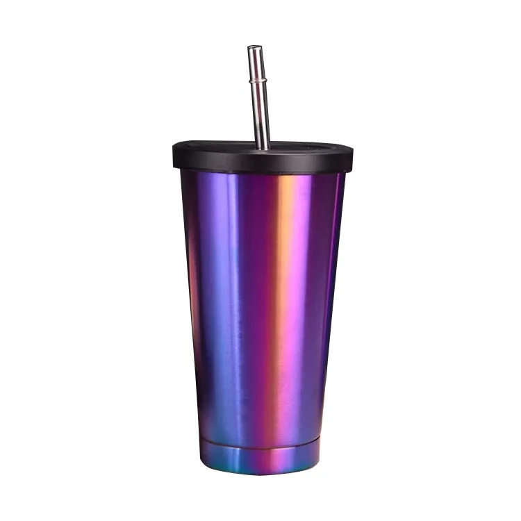 

BPA free 16oz Stainless Steel Tumbler with Straw Lid, Black, white, green and custom color