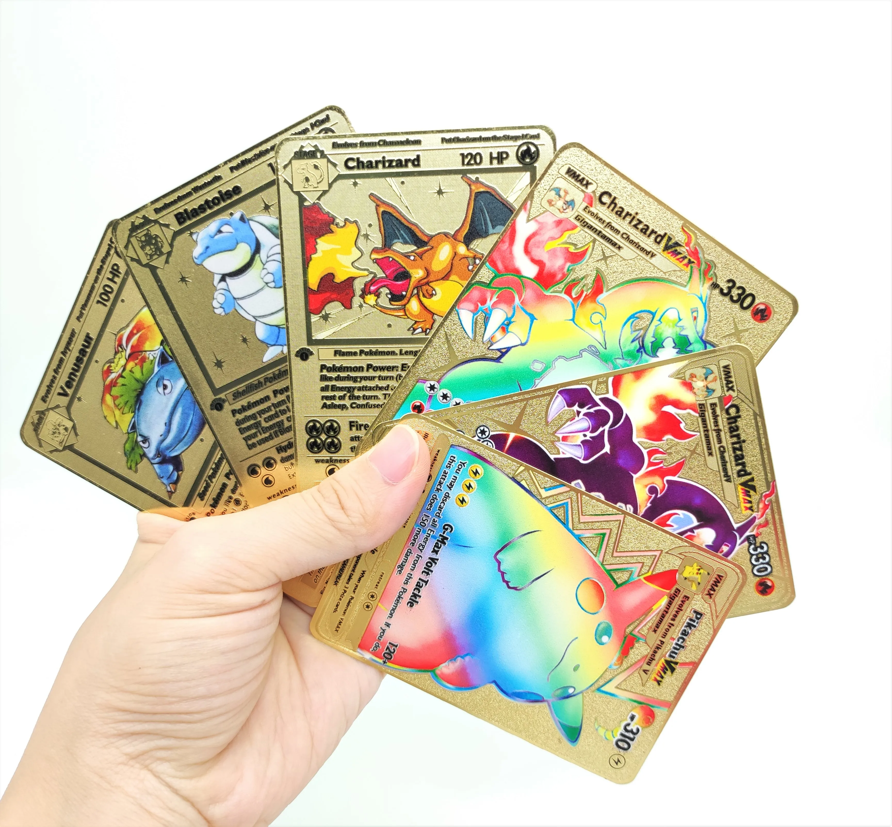 

Pikachu Charizard V Metal Trading Cards Pokemon Gold Charizard Vmax Gx Metal Trading Cards Game Fast