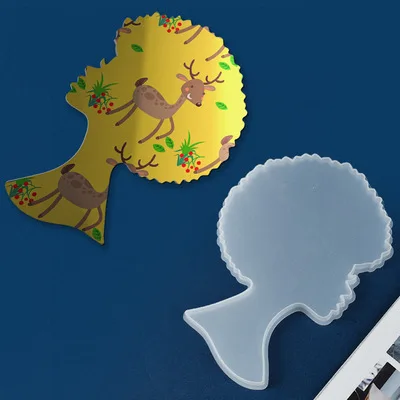 

Women Look Up At The Starry Head Resin Mold African Women's Afro Head Coasters Silicone Molds, White
