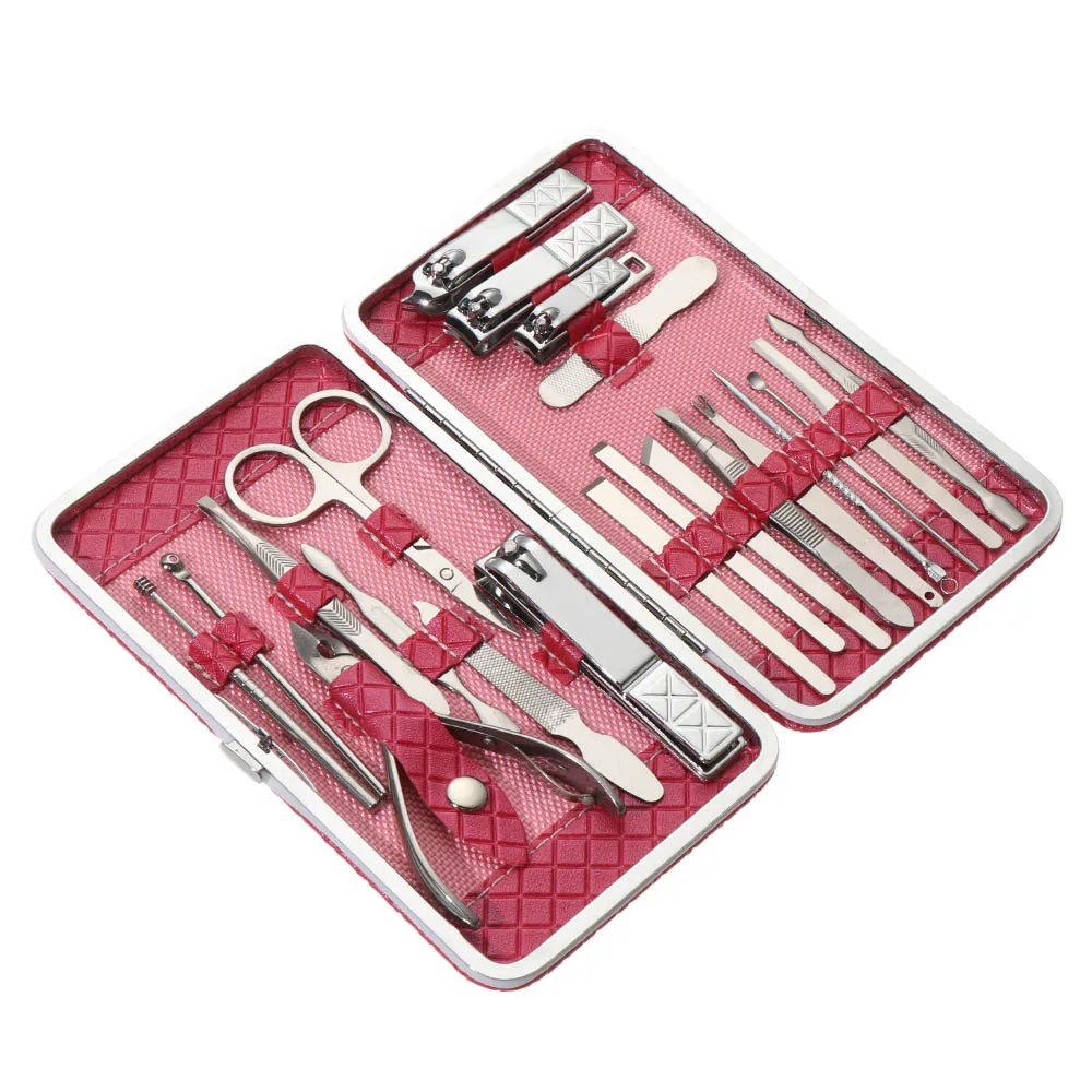 

NAT012 21/18Pcs Stainless Nail Clipper Cuticle Nipper Manicure Pedicure Tool Kits Nail Cutter with Case