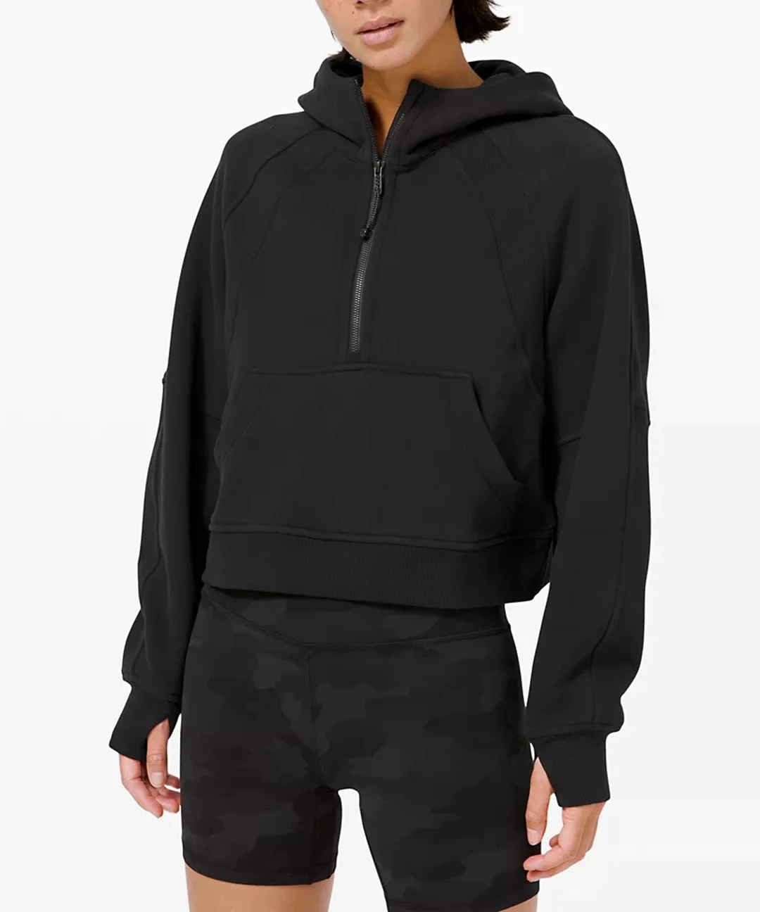 

Women Long Sleeve Sport Jacket Ladies crop Hoodies Sports jumpers Oversized 1/2 Zip Hoodie