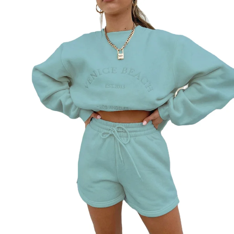 

Hu Peng Fall 2021 Women Long Sleeve Pullovers Top Women Lounge Wear Thick Fleece Hoodie Two Piece Outfits Jogger Sets