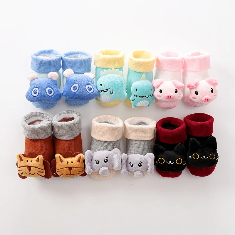 

Baby spring and autumn models non-slip toddler socks female baby cartoon cute medium tube socks newborn animal shape socks, 6 colors