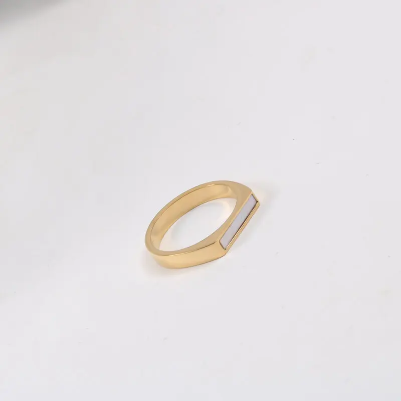 Joolim Jewelry Wholesale 18K Gold Plated Dainty Shell D Shape Stainless Steel Rings for Women Rings