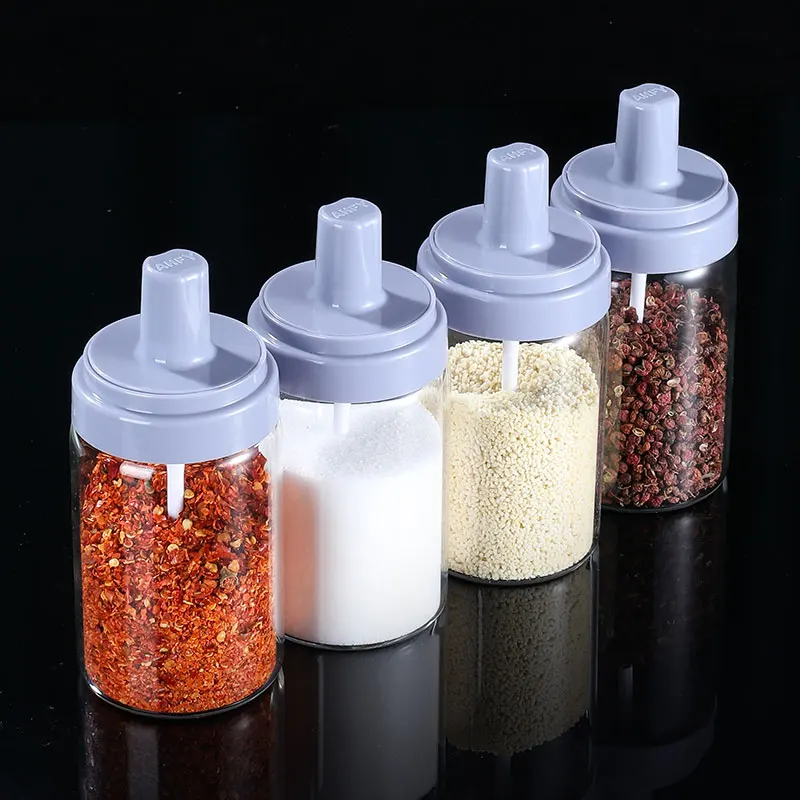 

250ml Spice Jar Salt and Pepper Bottle Moisture-proof Lid Spoon Seasoning Container Kitchen Seasoning Bottle