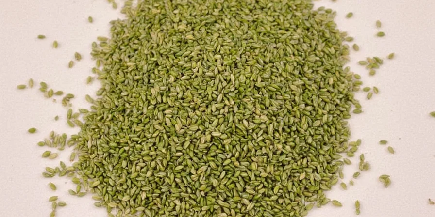 Visual comparison of celery seeds next to fresh celery stalk