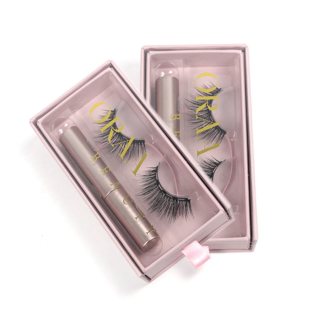

ME19-W002 New Arrival magnetic faux mink eyelashes Magnetic Fake Eyelashes Private Label Eyelashes, Natural black