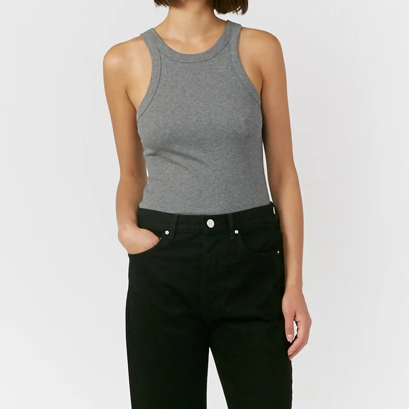 

Summer Ladies t Shirt Cotton Sling Crew Neck Slim Fit Small Vest Tops Solid Color Suspender Fashionable Women Tank Top, Shown