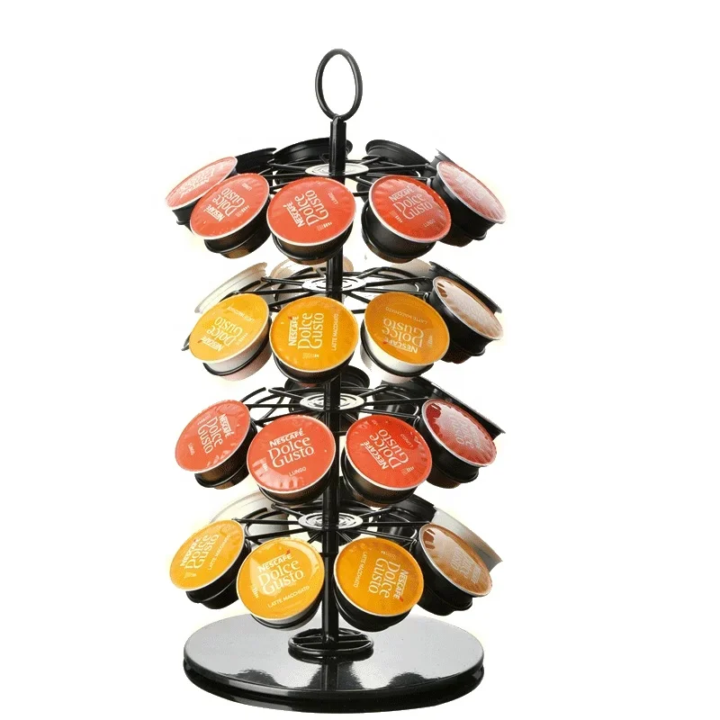 

Black Rotary Capsule Tower Stand Coffee Spinning Organizer Compatible K-Cup Carousel Holds 36 K-Cups Racks Storage Holders