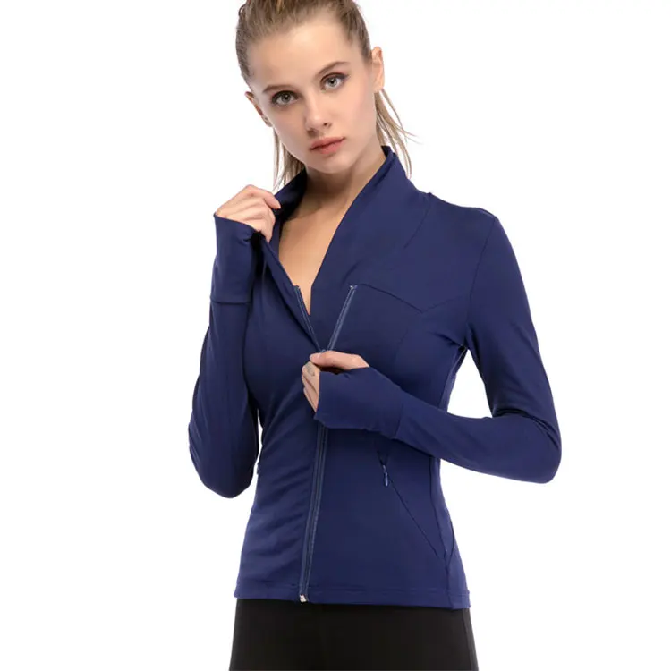 

Spot Clothing Womens Plain Yoga Zipper Front Turn Down Collar Solid Color Jackets, Black/pink/navy blue