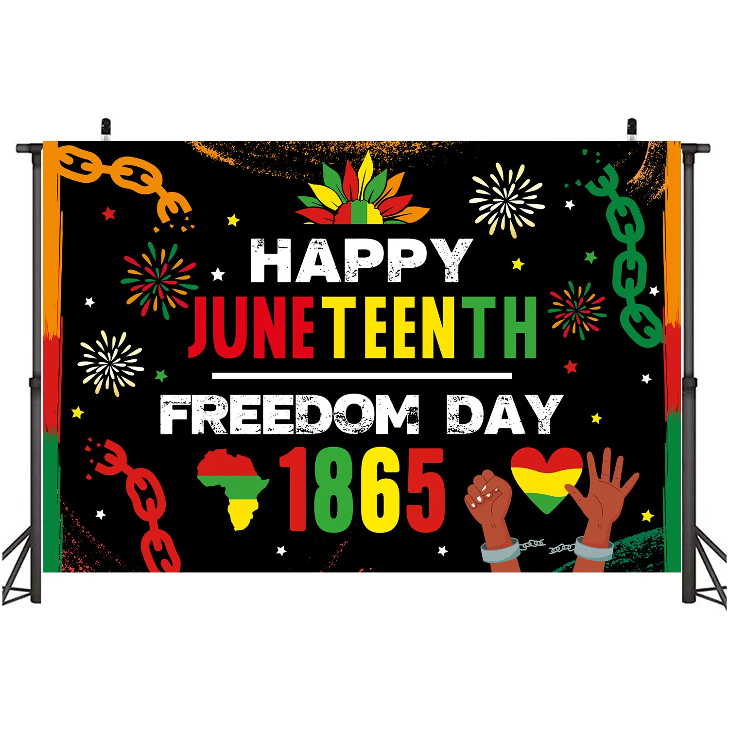 Image of Juneteenth Theme Party Festival Decoration Background Cloth Garden Banner Couplet Juneteenth Banner