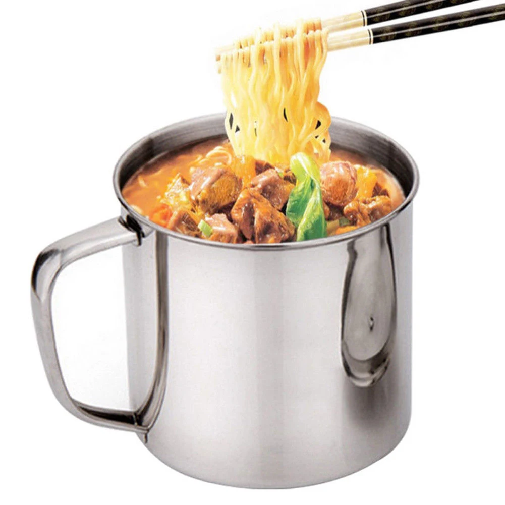 

Stainless Steel Travel Camping Cup Thickened Instant Noodle Fast Food Cup Kitchen Accessories, As photo