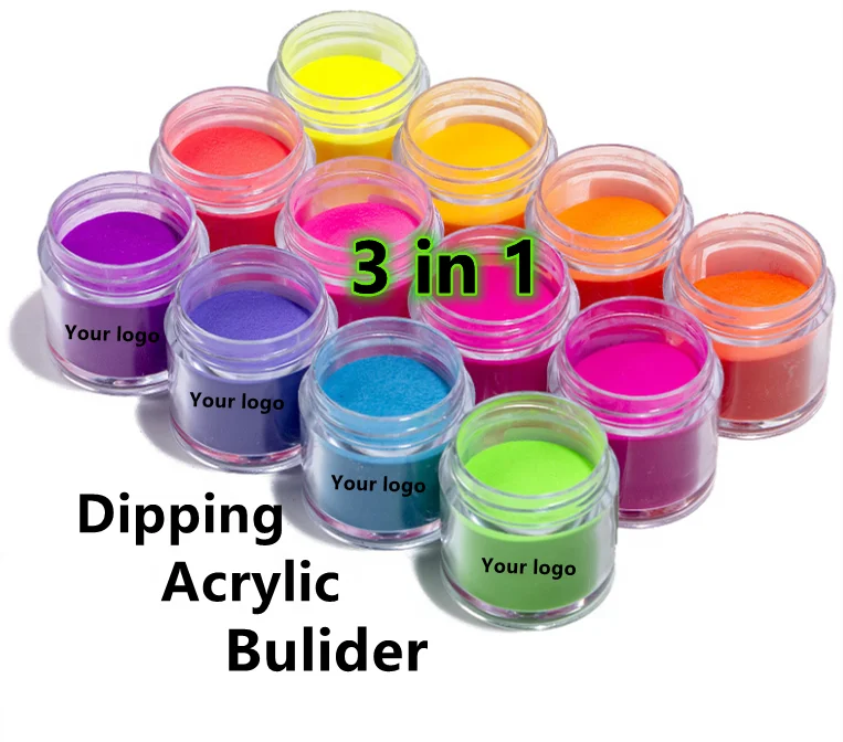 

Wholesale Private Label high quality in Bulk Nails Neon Color 3 in 1 Nail Dipping gels Acrylic Powder