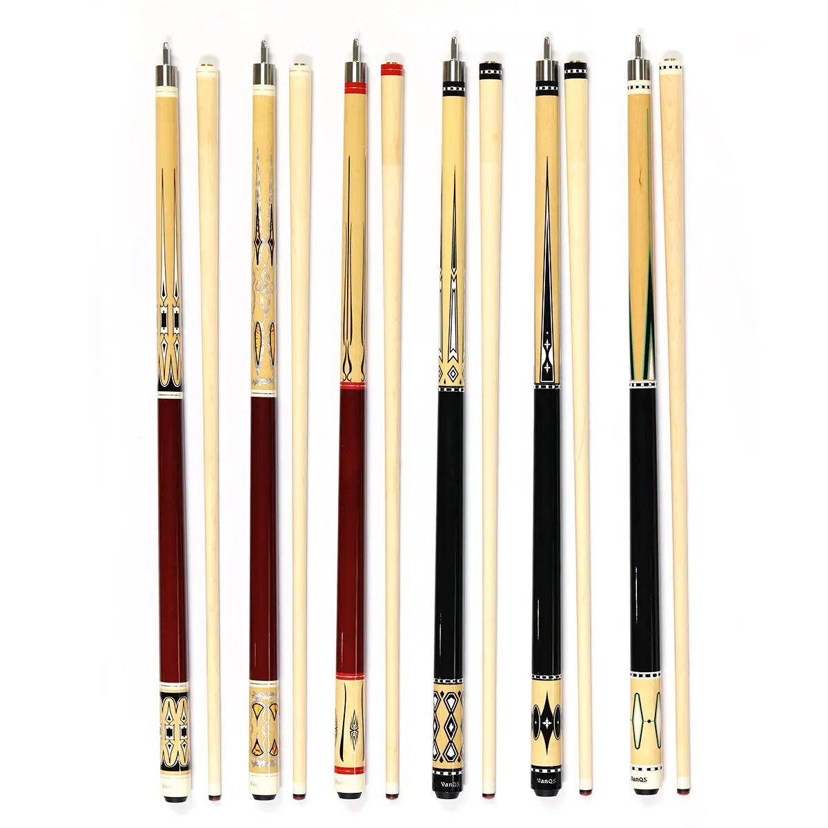 Billiards Cue Maple Wood Shaft with Paint Butt 1/2-PC Stainless Steel Fast Joint Pool Cue Stick 13mm Tip for Sale