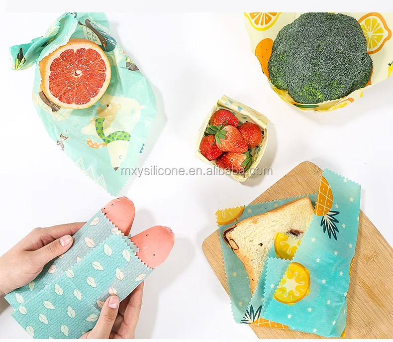 Reusable eco friendly natural beeswax food wrap cotton fabric