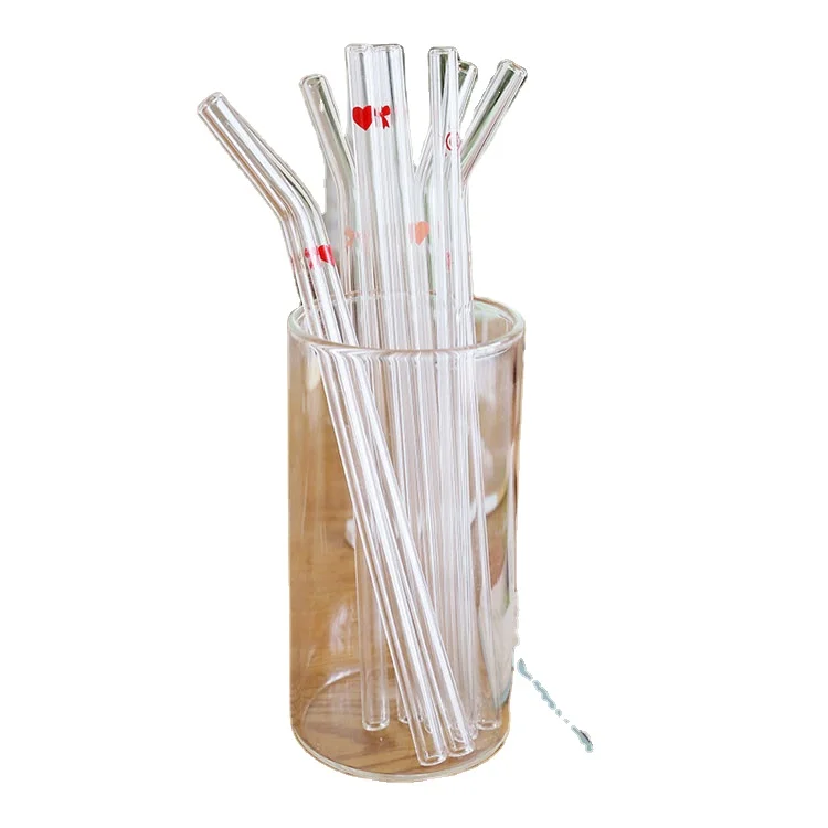 

Custom Logo High Borosilicate Clear Glass Straw With Cleaning Brush Pyrex Drinking Straw Set, Blue,yellow,green,pink,etc.