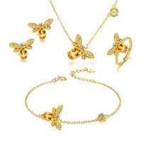 

V&R Fashion Jewelry 18K Gold Plated Cute Zircon Honey Bee Jewelry Sets