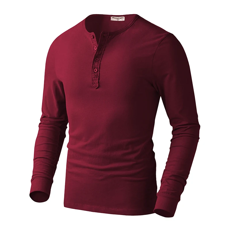 

Henley collar design V neck with button blank 100% cotton men's casual full long sleeve t shirt, Customzied color