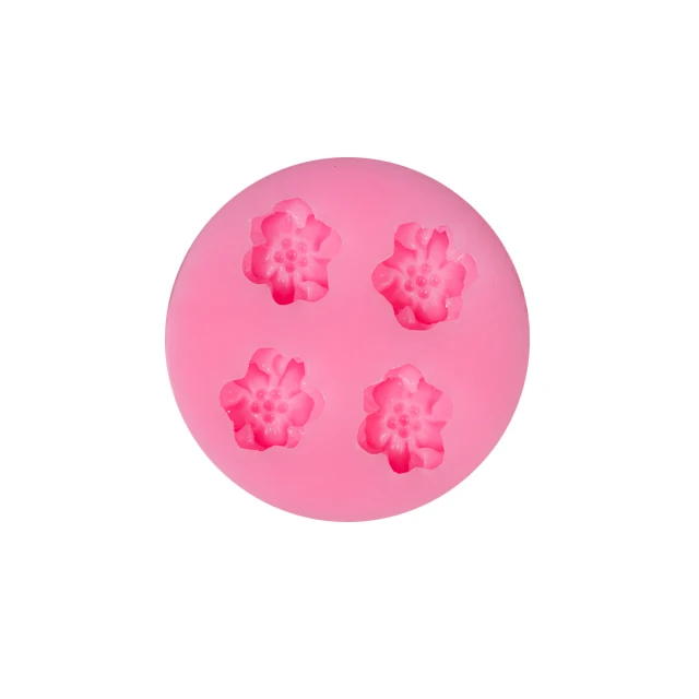 

Hot Selling Plant Crystal Epoxy Mold Round Flowers Cake Decorating Silicone Mold, Pink