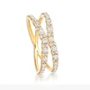 Latest luxury women jewelry micro pave diamond X cross ring gold