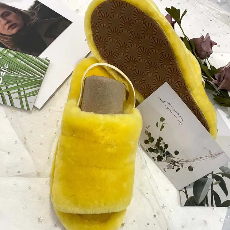 

Open Toe With Original Logo Fluff Year Furry Designer DHL Free Shipping Fuzzy Real Fur Strap Ugghing Womens Slippers Slides, Black blue red yellow grey cheetah