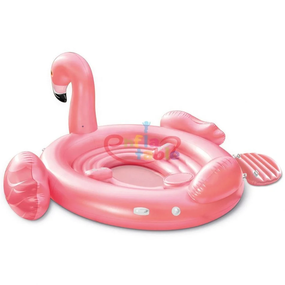 

18' Large Floating Water Toys Inflatable 6 Person Unicorn Flamingo Party Bird Island Pool Float, Pink or cuetomized