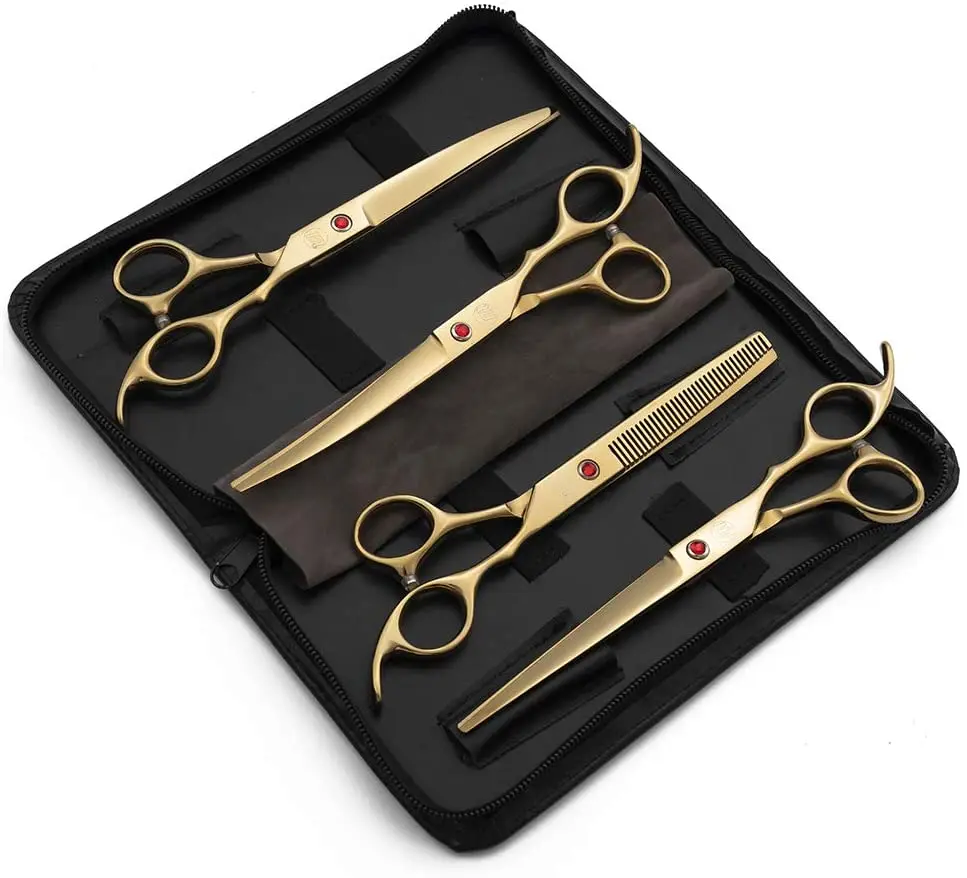 

Pet Scissors 7" Purple Dragon Japanese Steel Dog Grooming Scissors Straight Scissors Thinning Shears, Silver