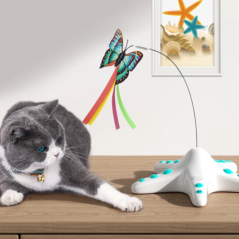 

Butterfly starfish shape electronics turntable electric cat toys feather pet