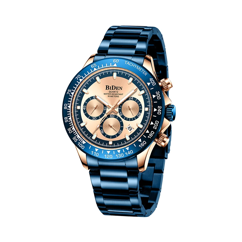 

Mens Watches Chronograph Stainless Steel Waterproof Date Analog Quartz Fashion Business Wrist Watches for Men