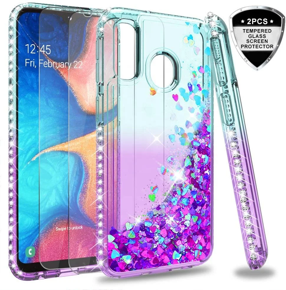 

LeYi protection phone case anti gravity for samsung A20E 2020 girls mobile covers with tempered glass[2 Pack]