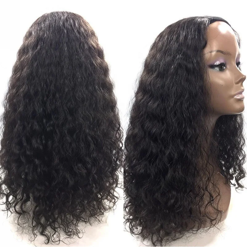 

150% Density Virgin Curly Human Hair Wigs No Lace Half Wig