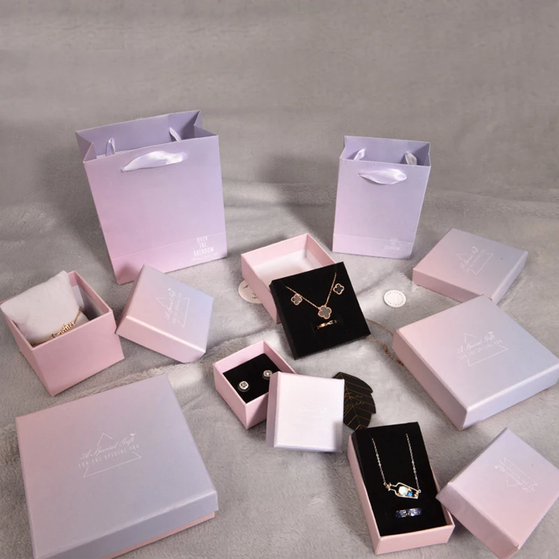 

Wholesale Fashion Ins Various Sizes Gradual Pink Cardboard Craft Paper Jewelry Box Earring Box Jewelry, Marble grain (customized)