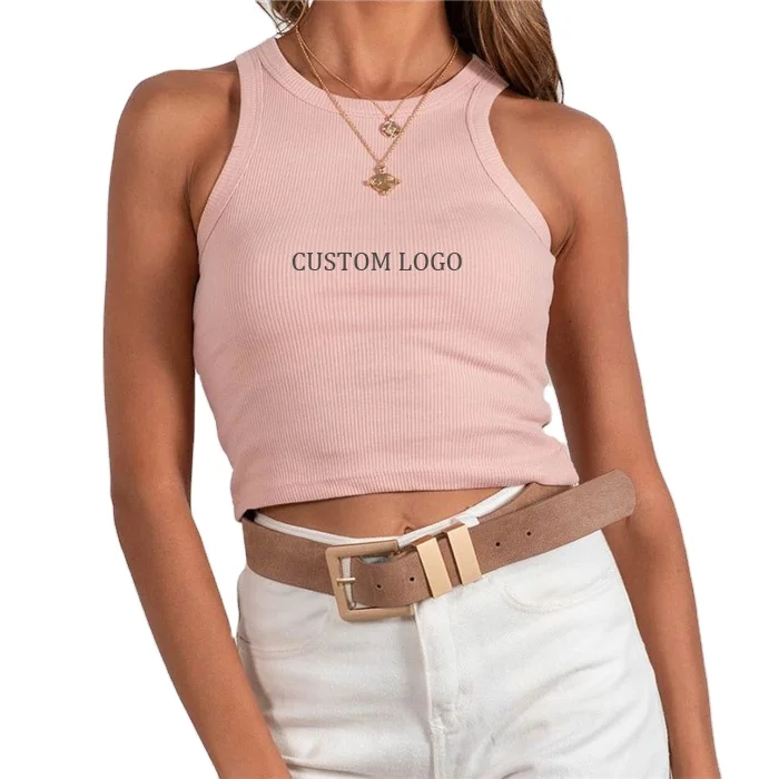 

2021 Low Price Summer Blank Women Sexy Pink Wholesale Custom Crop Tank Top, Custom colors