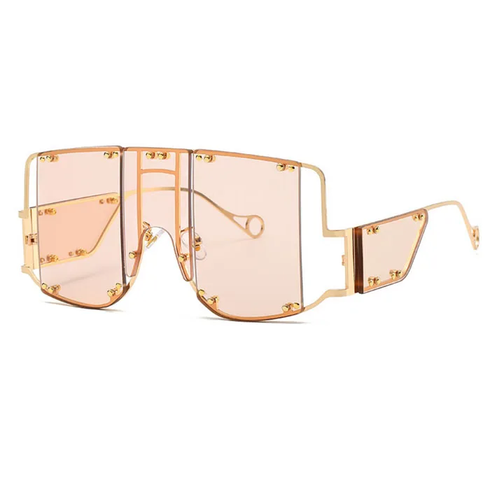 

hot sale New Vintage Steampunk star model Square Oversized Glasses women Fashion Stock uv400 Sunglasses 2021