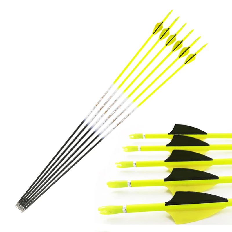 

Pinals Archery ID4.2mm Shaft 300 400 500 600 700 800 900 1000 Spine Carbon Arrows Compound Recurve Traditional Bow Hunting, Flo-yellow
