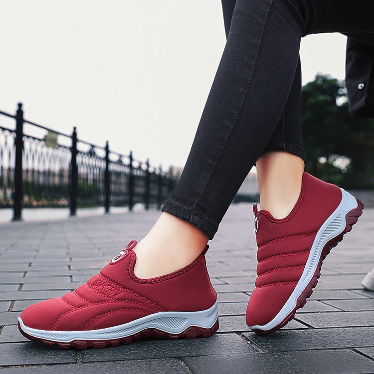 

M-9101 Slip On Comfortable Walking Warm Flat Black Canvas Sneakers Free Shipping'S Items For Women Shoes