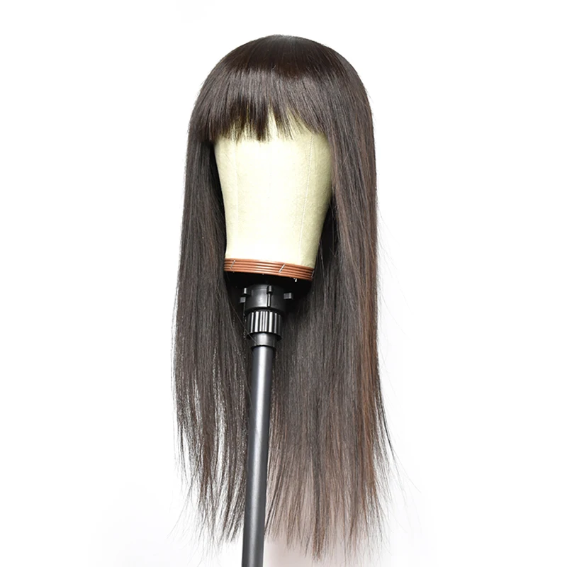 

Wholesale Cheap Machine Made Wig Virgin Cuticle Aligned Brazilian Human Hair Bang Wig For Black Women