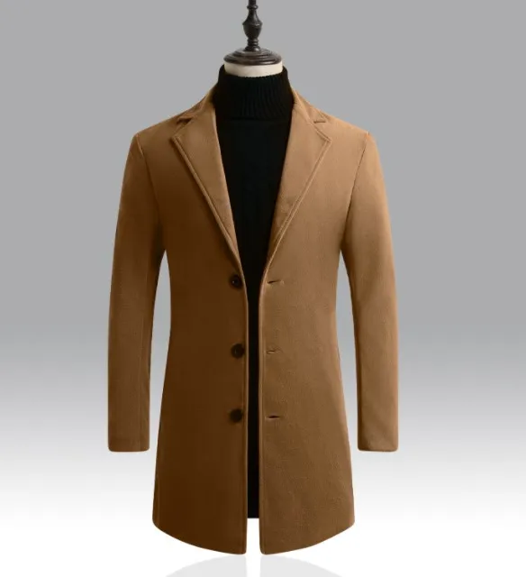 

Wholesale High Quality Single Button Slim Fit Mid Length Custom Cotton Men Long Trench Coat, Customized color