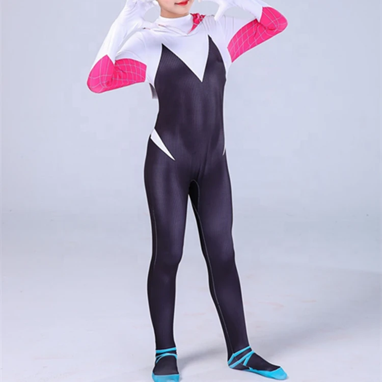

Hot Holiday Halloween party wholesale women girls kids Gwen SpiderMan parallel universal clothing tights cosplay costume, Photo