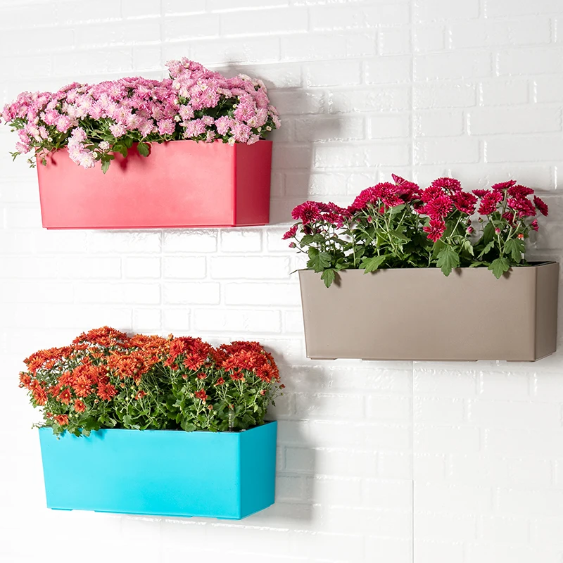 

Eco friendly plastic flower pot planter container box maceta indoor floor rectangular colorful surface plants pots, Coffee,white,black,red,siliver