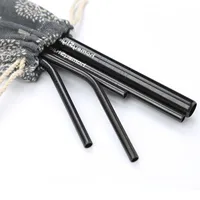 

Matte Black Metal Stainless Steel Reusable Straws for Wedding Birthday Gift