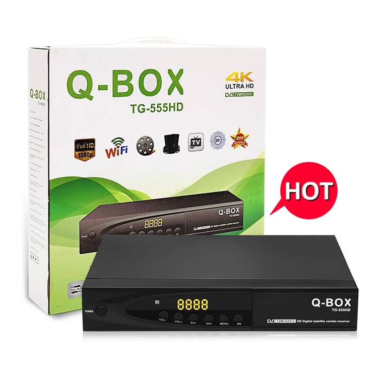 

Q-BOX TG 555 High quality tv decoder High Definition 4K digital dvb T2M S2X C satellite TV receiver, Black