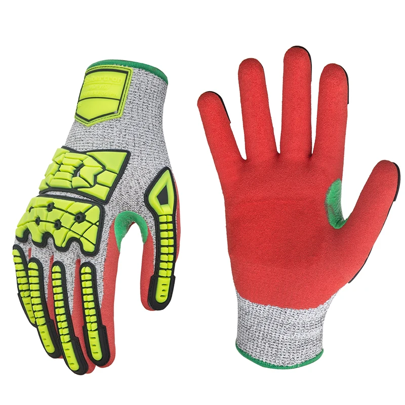 

Seibertron EN388 Cut 5 SBR Form Padding With Sandy Nitrile Coated Palm And Impact Protection Gloves, Red