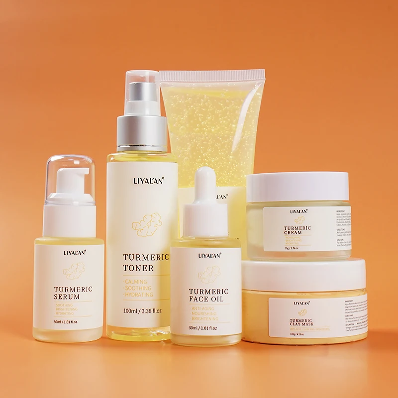 

skincare private label natural anti acne whitening anti aging organic face beauty turmeric korean skin care set