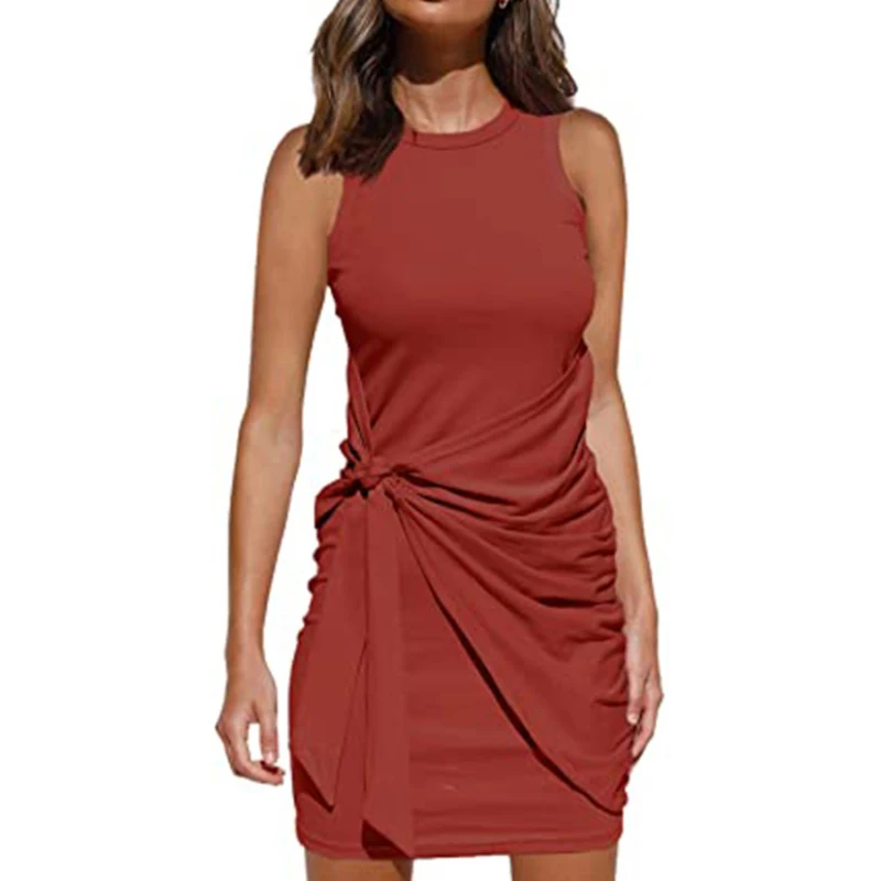 

Ready to ship plus size 12 colors Women Dress O-neck Midi Sexy Dress Women