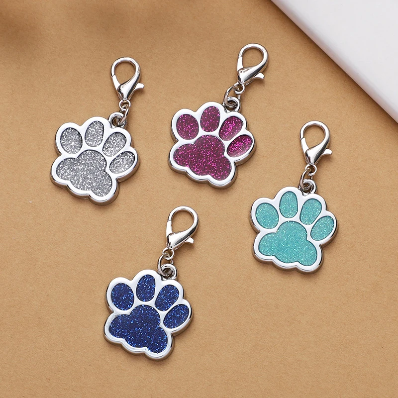 

Wholesale Factory Price Engraved Crystal Feet Pet Cat Dog ID Tags Personalized Customized Alloy Identity Label, 9 colors