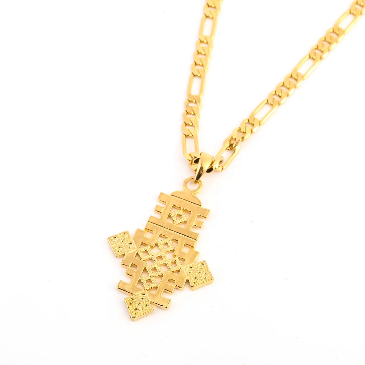 

Ethiopian Cross Pendant Necklace Coptic Cross Gold Color African Ethiopie Jewelry
